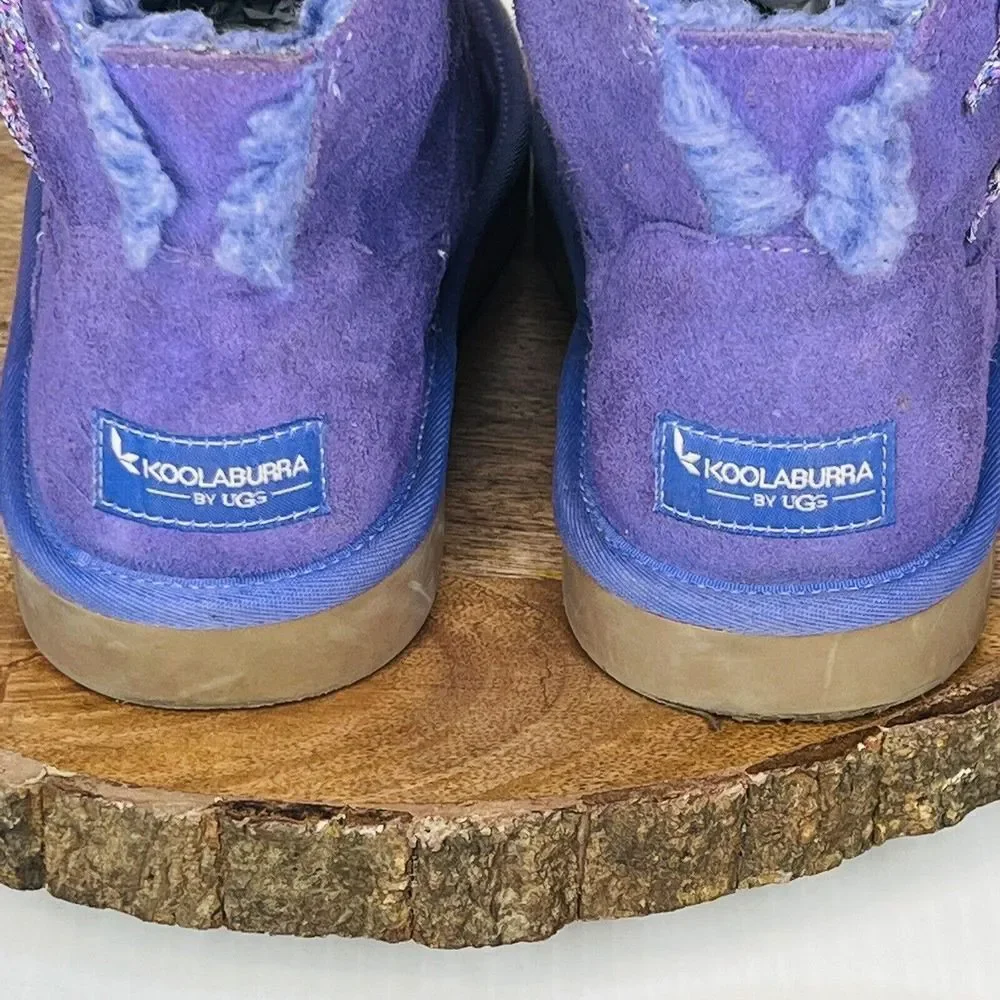 Ugg Koolaburra Star Mini Lined Sheepskin Boots Purple Kids Youth Size 4
